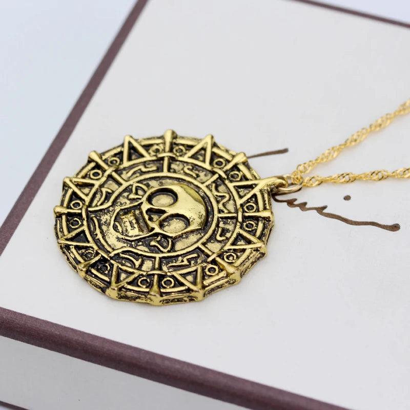 2 Style Vintage Charm Aztec Coin Pendant Necklace Pirates of the Caribbean Necklace
