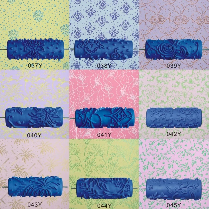 5" Embossed Paint Roller Sleeve Wall Texture Stencil Brush Pattern Decor 025Y