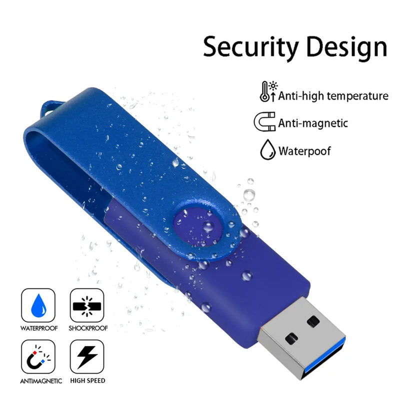 High Speed USB 3.0 Flash Drive 128GB 64GB Rotatable Pen drive 32GB 16GB 8GB waterproof Memory Stick for Mobile Phone Pendrive