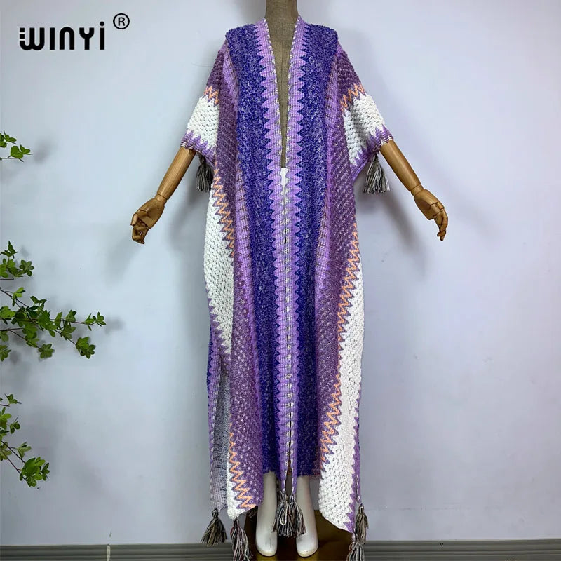WINYI woman Winter Knitted cardigan coat Loose Christmas Fashion hipster party dress Thick Warm free size Female cloke overcoat