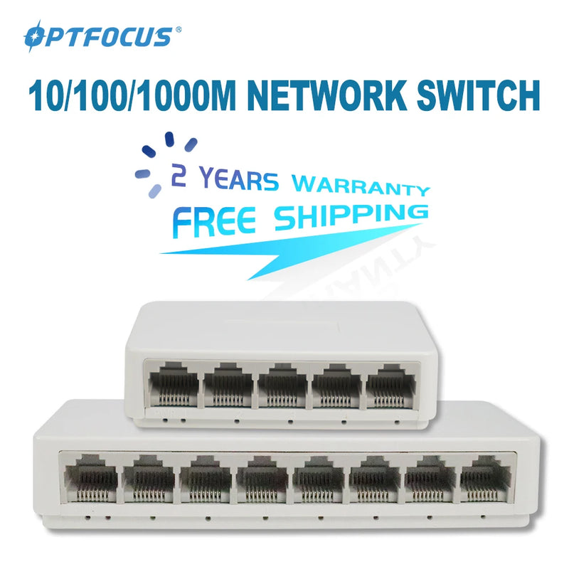 OPTFOCUS 5 8 Ports UTP RJ45 Gigabit Ethernet Switch 1000 Mbps Mini Network Switches VLAN Ethernet Splitter Lan Hub Switch