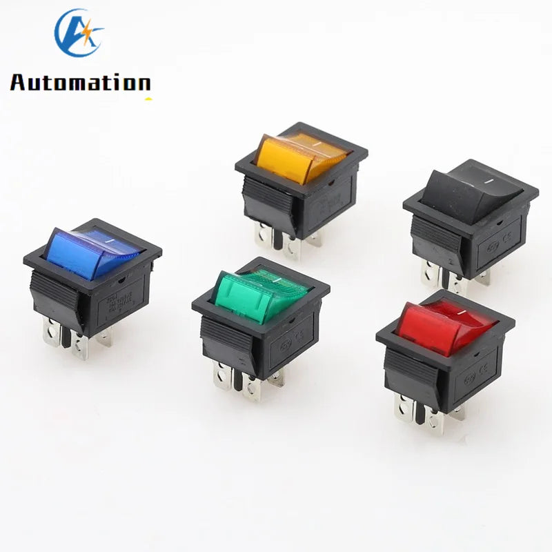 1pcs Latching Rocker Switch Power Switch I/O 4/6 Pins With Light 16A 250VAC 20A 125VAC KCD4