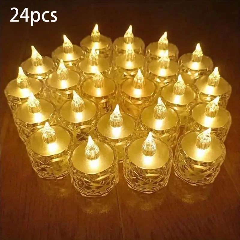 24pcs LED Electronic Candle Lights Battery Powered Flameless Candle Lamp For Valentine Christmas Wedding Party Home Decoration