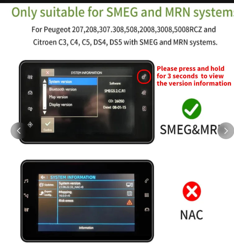 AUTOABC Wireless Carplay and Android Auto module for Peugeot 208 308 508 3008 C4 DS3 DS4 DS5 SMEG system Airplay Mirror Link