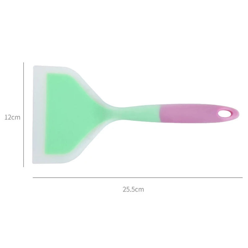 Silicone Pot Shovel Jade Roasted Wide Mouthed Shovel Dual Color Transparent Handle Heat Resistant Frying Shovel Kitchen Tool