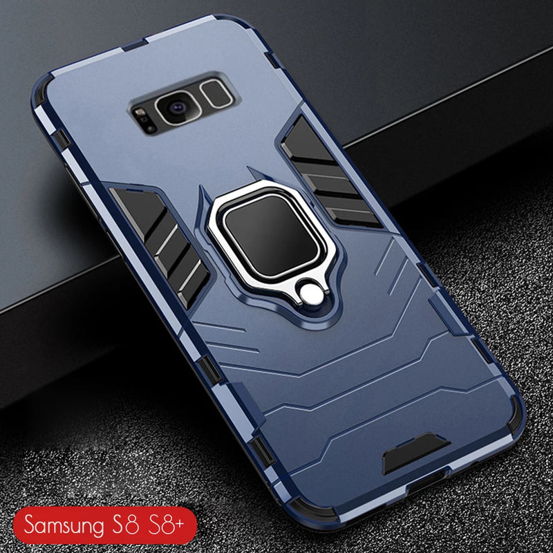 For Samsung Galaxy S8+ Case Armor PC Cover Metal Ring Holder Phone Case For Samsung S 8 S8 Plus Cover Shockproof Hard Bumper