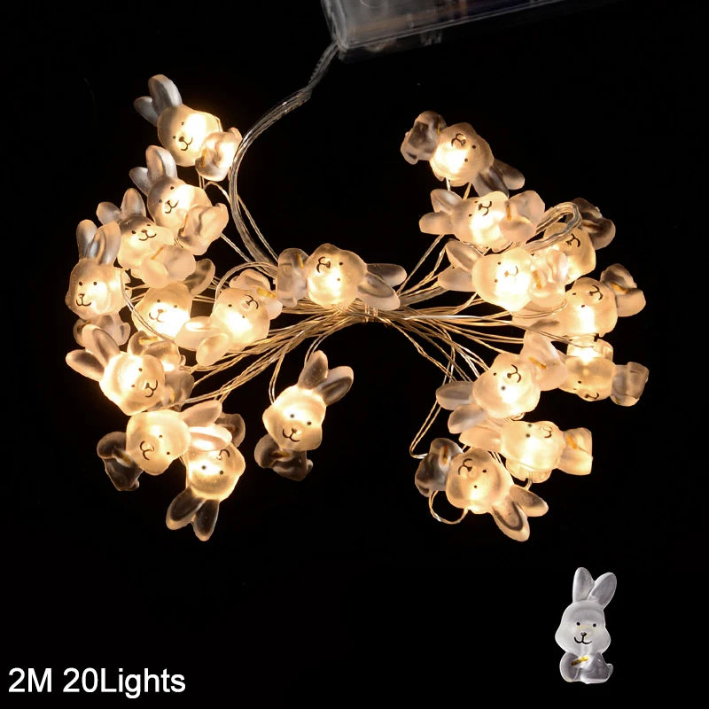 2M 20LED Easter Rabbit String Light Carrot Chick Eggs Fairy Light Garland Happy Easter Party Decoration For Home Kids Gift 2025