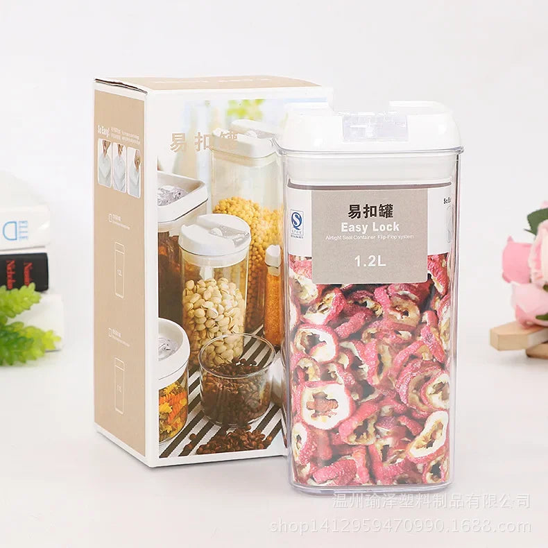 Plastic Food Storage Box Snacks Dried Fruits Multigrain Storage Jars CapacityTanks Kitchen Containers Transparent Sealed Cans