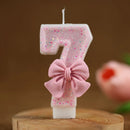 2th Birthday Candles Number 2 Candles with Pink Glitter Bow Happy Birthday Cake Topper Decoration for Party Celebrations