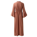 Elegant Women Beach Cover Ups Maxi Dress Ruffled Cardigan Kimono Swimwear Button Down Long Sleeve Sunscreen Solid Cover Ups