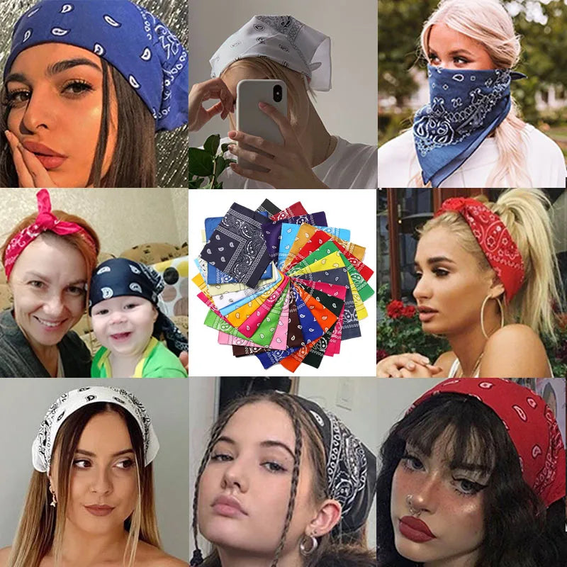 Fashion Women Bandana Scarf Girls Kids Punk Square Bandanas Headwear Bohemian Head Scarf Headbands Hair Accessories