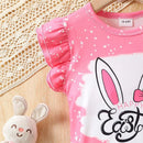 Adorable Baby Girl Easter Outfit Set with Short Sleeve Top and Flare Pants - Cute Toddler Clothing for Spring Festivities