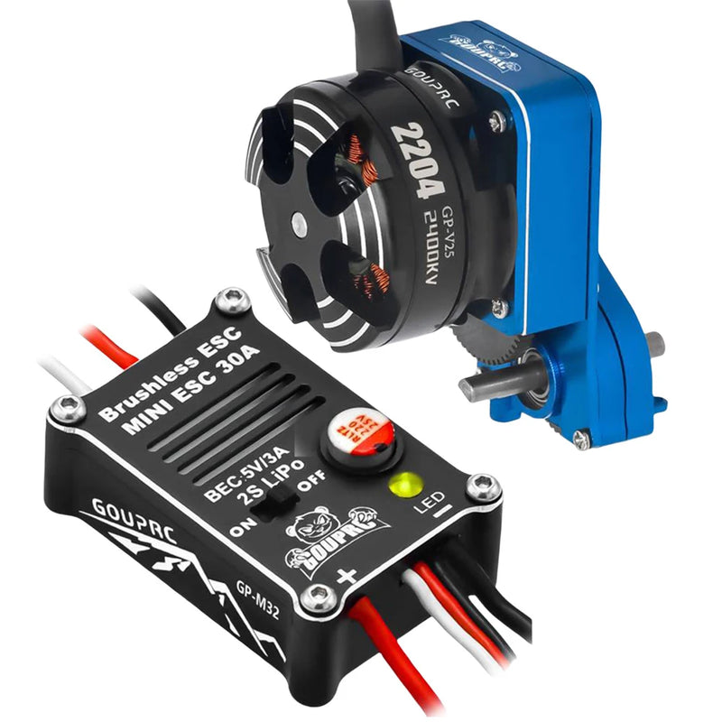 2204 2400KV Brushless Outrunner Motor with Transmission and 30A ESC for 1/24 RC Crawler Axial SCX24 Upgrade