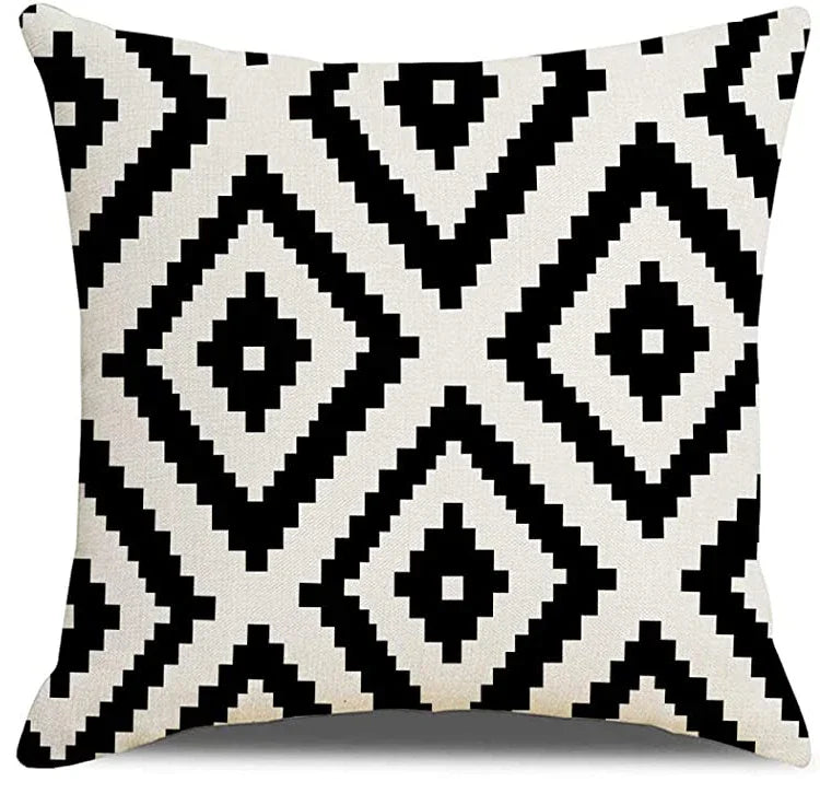Black Geometric Linen Cushion Cover, Home Decor, Living Room Sofa Pillow Cover Decor, Suitable for Bedroom Car 40x40 60x60 50x50