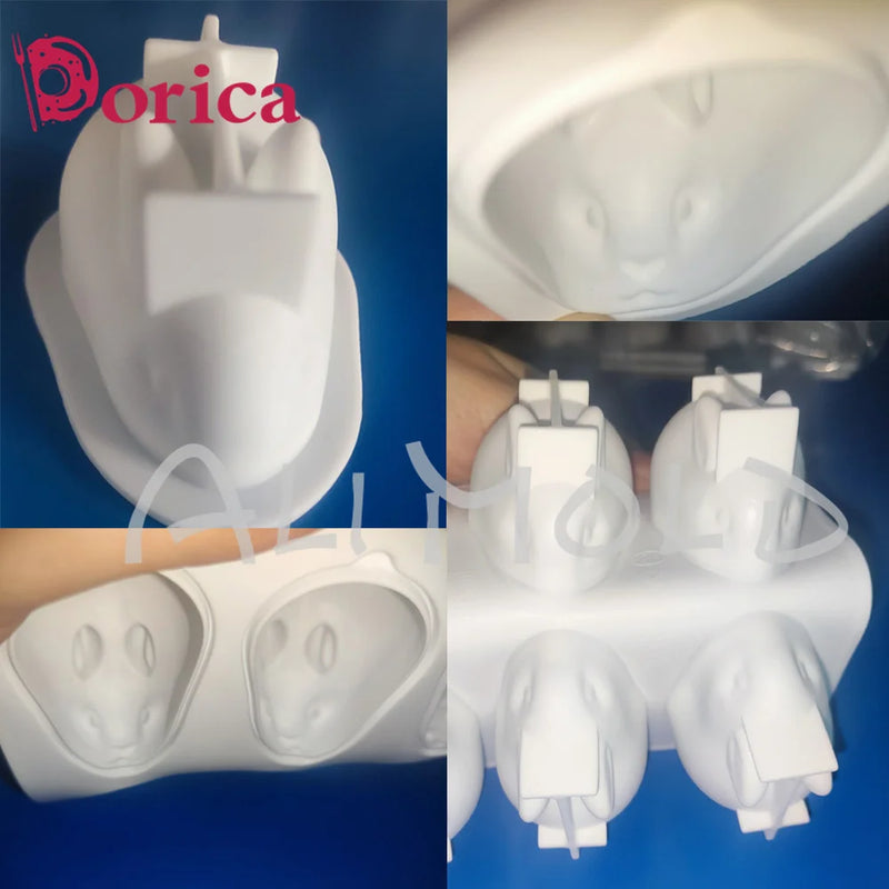 6 Holes Rabbit Easter Silicone Mold Single 3D Bunny Cake Mould Handmade Soap Candle Model Mousse Cake Decorating Tools Bakeware