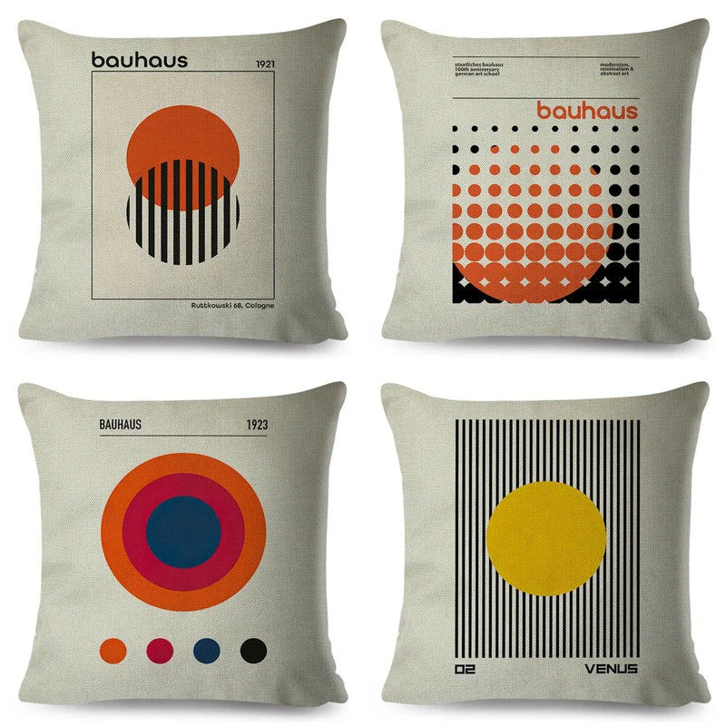 Nordic Bauhaus Exhibition Unique  Cushion Cover for Sofa Home Car Decor Double Print Pillowcase Polyester Throw Pillow Case