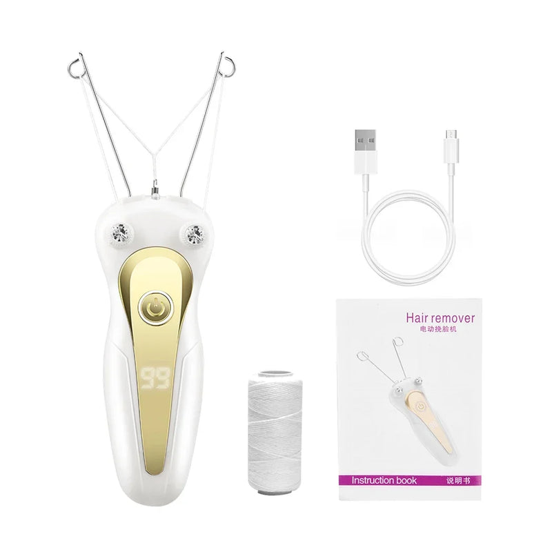 LCD Display Cotton Thread Epilator Electric Women Facial Hair Remover Defeather Instant Hair Removal Threading Depilation