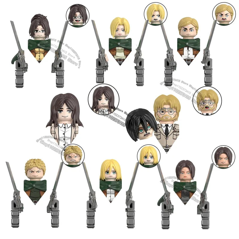 WM6165 WM6166 WM6148 Blocks Anime Bricks Dolls Action Toy Fig Building Blocks Erem Jaeger Armin Levi Mikasa Model Doll