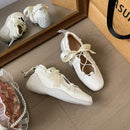 Spring And Autumn Women's Satin Low Heels Korean Style Pearl Chain Party And Work Wear Mary Jane Flats Ladies' Casual Boat Shoes