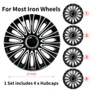 4 PCS Wheel Covers Hubcaps Design For 15 Inch Steel Wheels R15 Tire For Most Family Cars