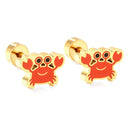 LUXUSTEEL Lovely Coloful Animal Stud Earrings For Girls Stainless Steel Anti-allergy Rabbit Penguin Dog BFF Jewelry Gifts