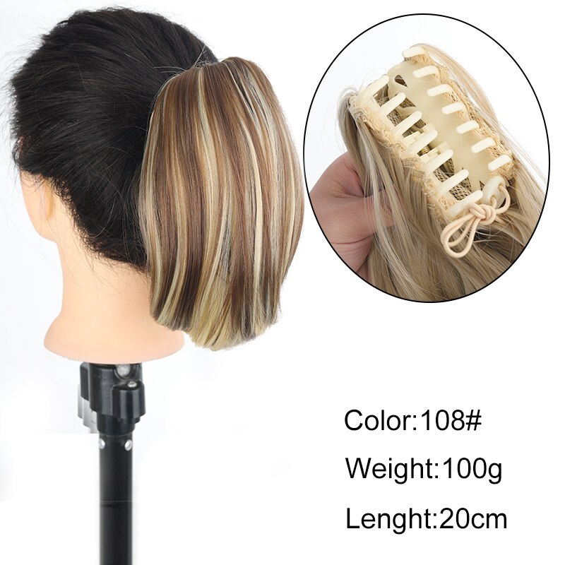 MSTN Synthetic Short Straight Ponytail Extension Claw Clip in Hair Extensions Natural Pony Tail Fake Hair Hairpiece For Women