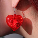 Fashion Dangle Earrings Heart LED Lights Pendant Earrings Unique Light Up Heart Drop Earring Valentines Party Jewelry Y08E