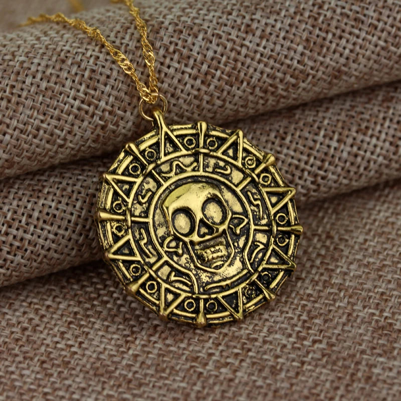 2 Style Vintage Charm Aztec Coin Pendant Necklace Pirates of the Caribbean Necklace