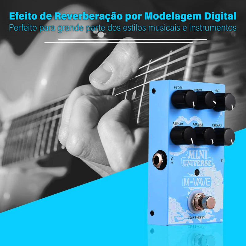 M-VAVE Mini Universe Electric Guitar Reverb Effect Pedal True Bypass Design Metal Shell Case 9 Reverb Tones Stringed Accessories