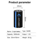CITYORK 1.2V C Size Battery Ni-MH LR14 Rechargeable Batteriy For Gas Cooker Car Toy Flashlight Radio Low Self Discharge C Bateri
