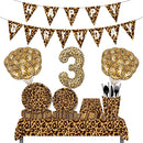 Jungle Safari Birthday 32Inch 1-9 Numbers Leopard Foil Balloon Land Animal Tiger Zebra Giraffe Disposable Tableware Party Decors