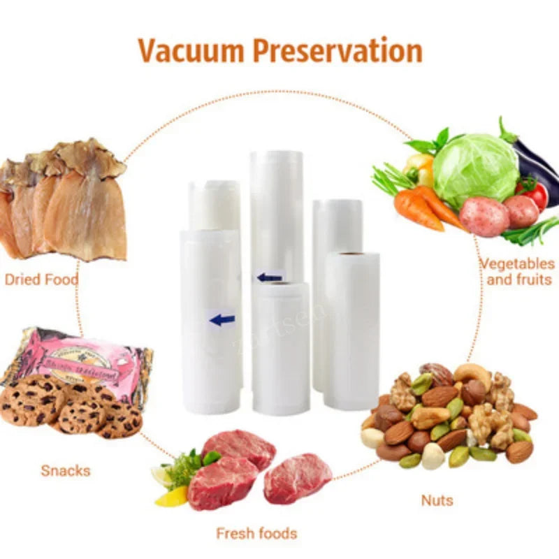 Food Saver Storage Sealer Bags Rolls Packing Film For Vacuum Sealing BPA-Free For Vacuum Sealer Packaging 5 Rolls 28cm*500cm