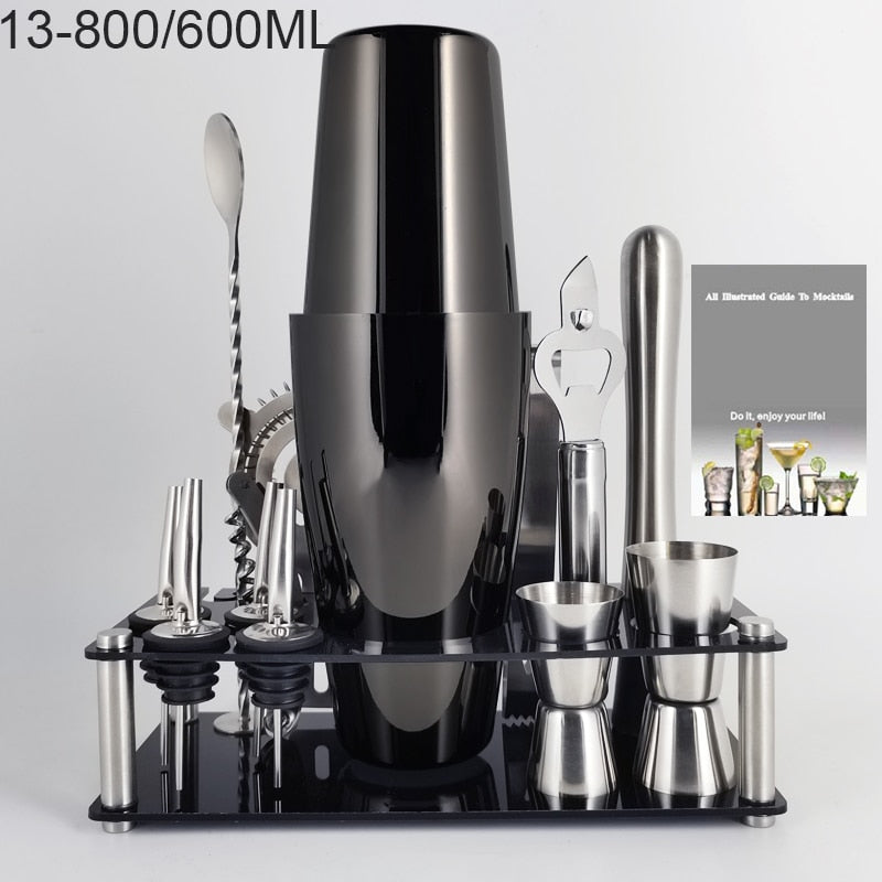 Boston Cocktail Shaker Mixer Kit Bar Bartender 750/600ml 550ML Stainless Steel Glass Shakers Spoon Pourer Straw Ice Tong Tools