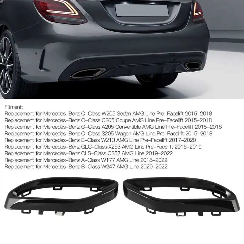 Gloss Black Exhaust Tip Tail Pipe Cover Trims Replacement for Mercedes-Benz A B C E GLC CLS-Class W177 W247 W20 W213 X23 C27