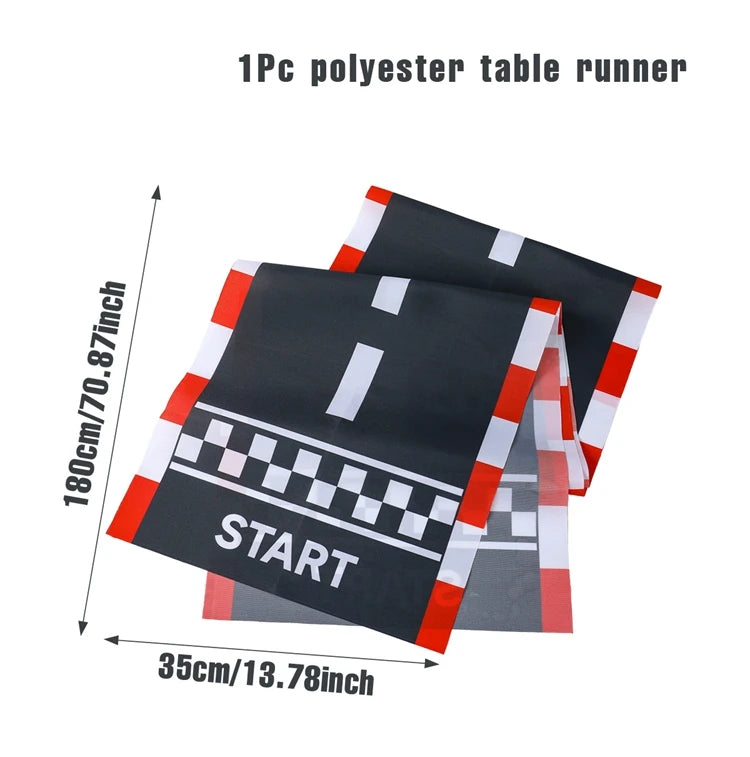 Racing Car Birthday Party Supplies Checkered Tablecloth Racetrack Table Runner Table Covers Boy Race Car Themed Party Decoration