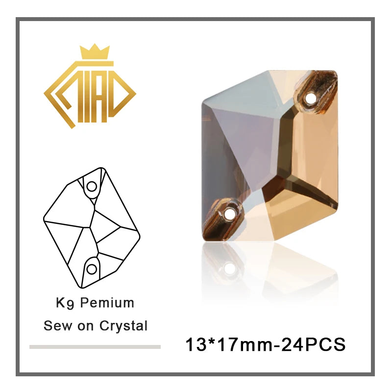 Gold Shadow Sew-on Rhinestone Needlework Champagne Multi-shape High Quality Crystal Glass For Garment Wedding Dress Decoration