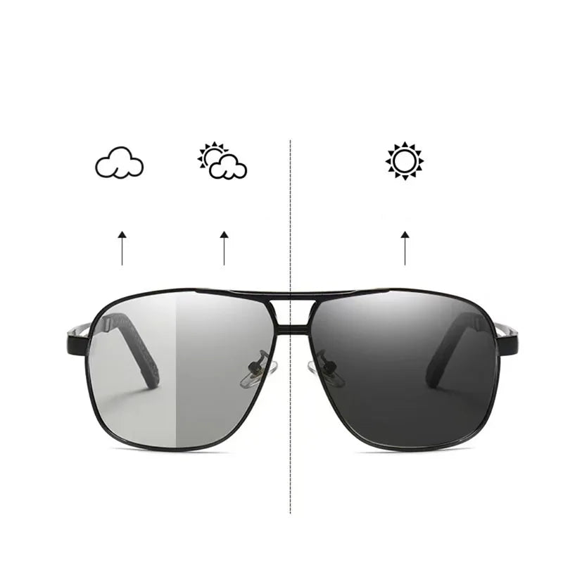 New Men's Polarized Sunglasses Men Photochromic Metal Sun Glasses Driving Fishing Outdoors Day Night Eyewear UV400 Oculos De Sol