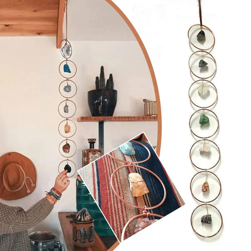 Crystal 7 Chakra Gemstone Wall Room Decor Tree Of Life Window Meditation Hanging Ornament Hanging Home Natural Stone Decoration