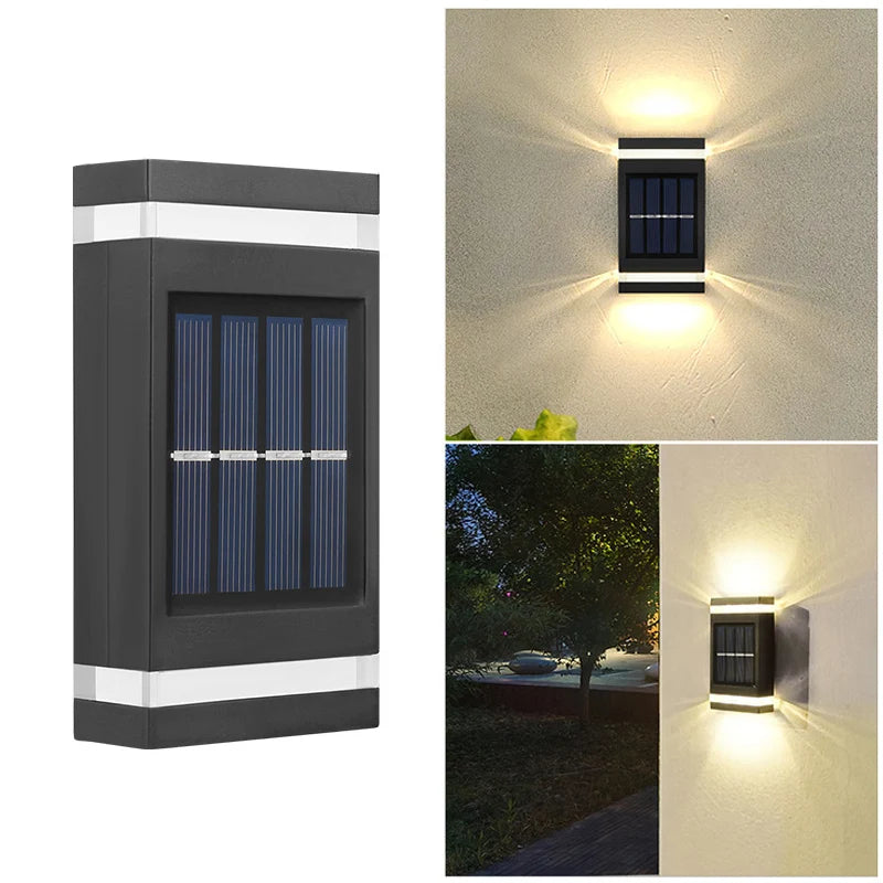 6LED Outdoor Solar Wall Lamp, Waterproof Wall Washing Lights, Up And Down Lighting, For Terrace, Garden, Fence, Villa Exterior W