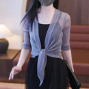 Fashion Short Thin Jacket Half Sleeve See-Through Loose Fit Summer Lace Short Jacket Sunscreen Coat Blusas Mujer  Women Tops