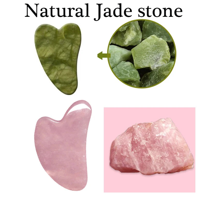 Guasha Stone Massage Face Lift Tools Natural Rose Quartz Gouache Scraper Jade Gua Sha Board  For Face Neck Back Body Acupuncture