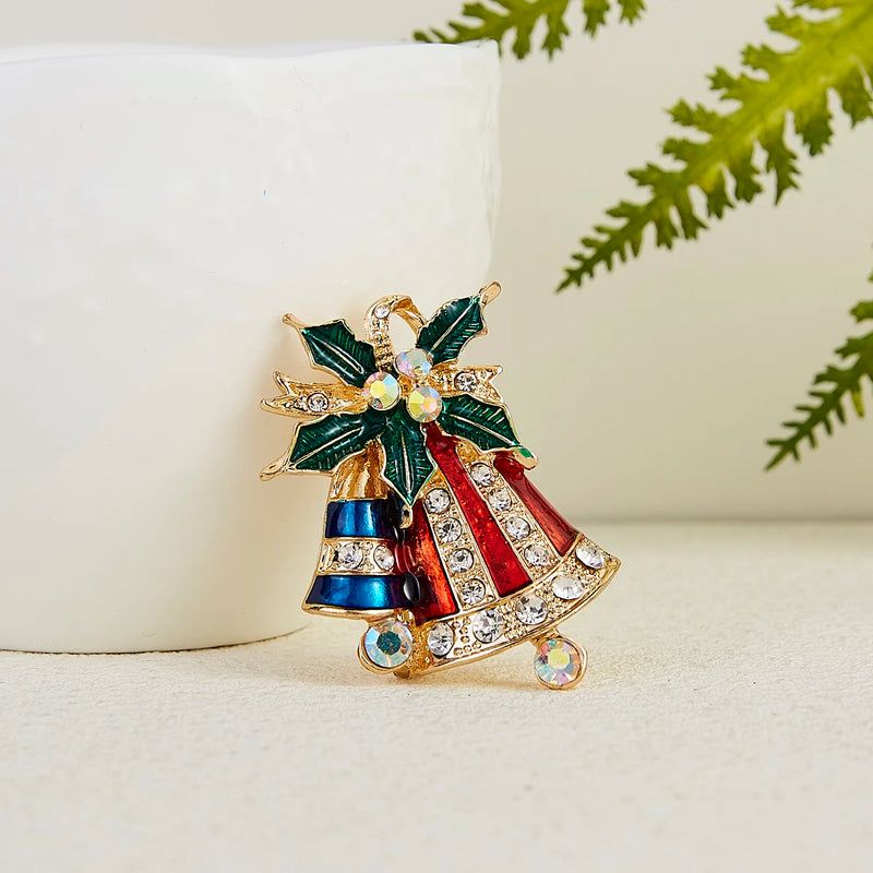 2024 New Exquisite Xmas Enamel Pin Snowman Santa Claus Tree Bells Brooch For Women Christmas Gifts Accessories Fashion Jewelry