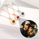 Custom Color Photo Projection Wings Water Drop Pendant Necklace Stainless Steel Chain Valentine's Day Gift For Girlfriend Party