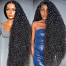 Jerry Curly 13x6 HD Transparent Lace Front Human Hair Wig PrePlucked 200 Density Brazilian Deep Wave Lace Frontal Wigs for women