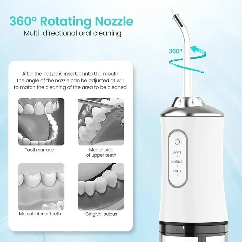 Xiaomi Portable Oral Irrigator Dental Water Flosser USB Rechargeable Water Jet Floss Tooth Pick 4 Jet Tip 3 Modes Teeth Cleaner