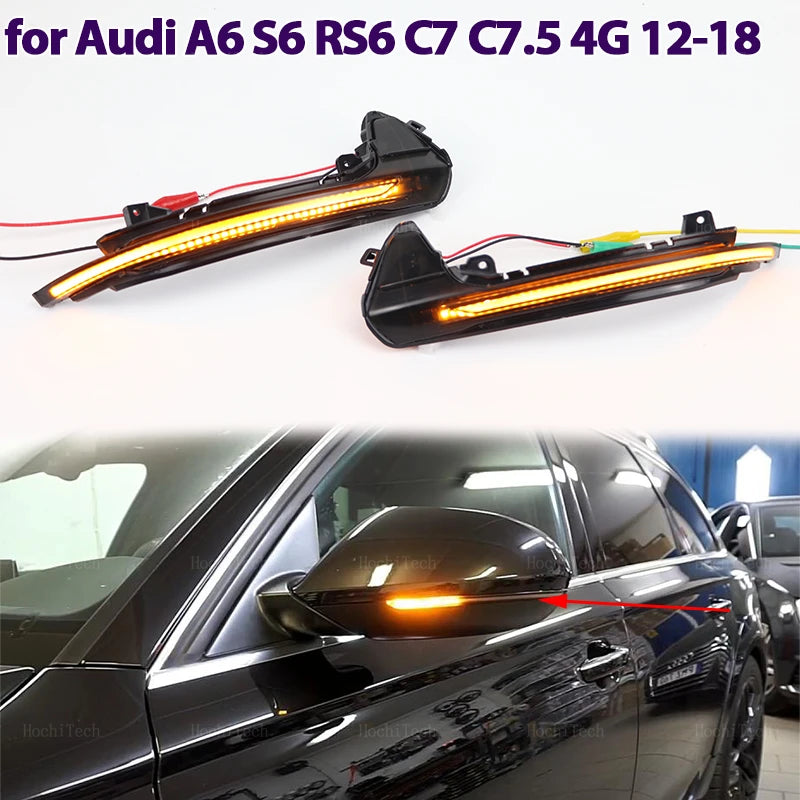 Dynamic LED Turn Signal Lights Rearview Mirror Indicator Blinker Repeater For Audi A6 C7 C7.5 RS6 S6 4G 2012-2018