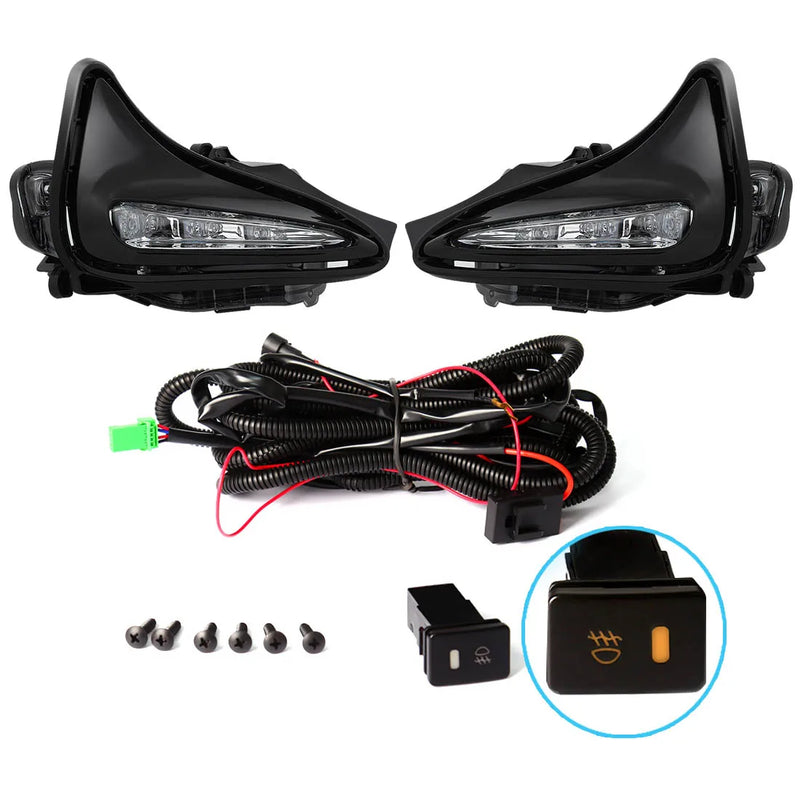 LED DRL Fog Lamp For Toyota Corolla LE/XLE 2017 2018 2019 Daytime Running Lights Bumper Driving Ry Wires Switch Wateproof