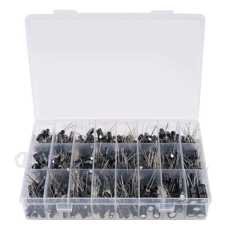 240pcs Aluminum Electrolytic Capacitor Electrolytic Capacitors Kit 24Value Range 0.1uF-1000uF Capacitors Assortment Kit