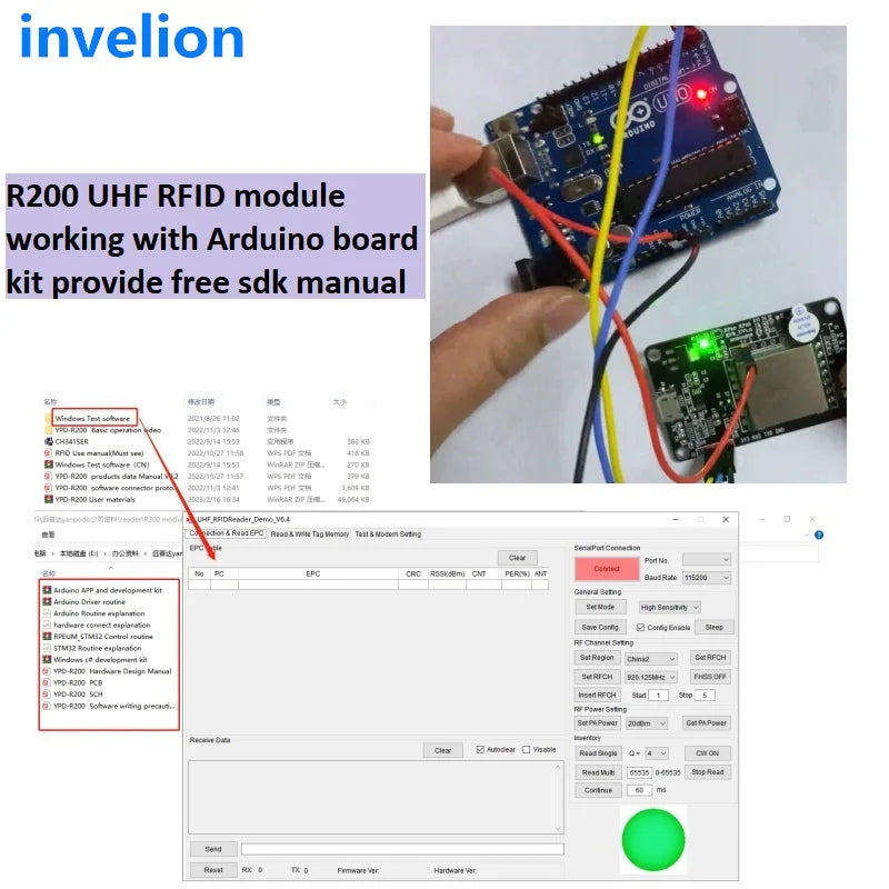 R200 Chip 2M Range UHF RFID Module TTL Uart USB RFID UHF Reader/Writer Compatible with 0-12dbi RFID Antenna ESP32 Raspberry Pi