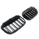 Double Line Car Front Bumper Kidney Grilles Compatible with BMW X1 F48 F49 2016 2017 2018 2019 Racing Grille Glossy Black 1 Pair
